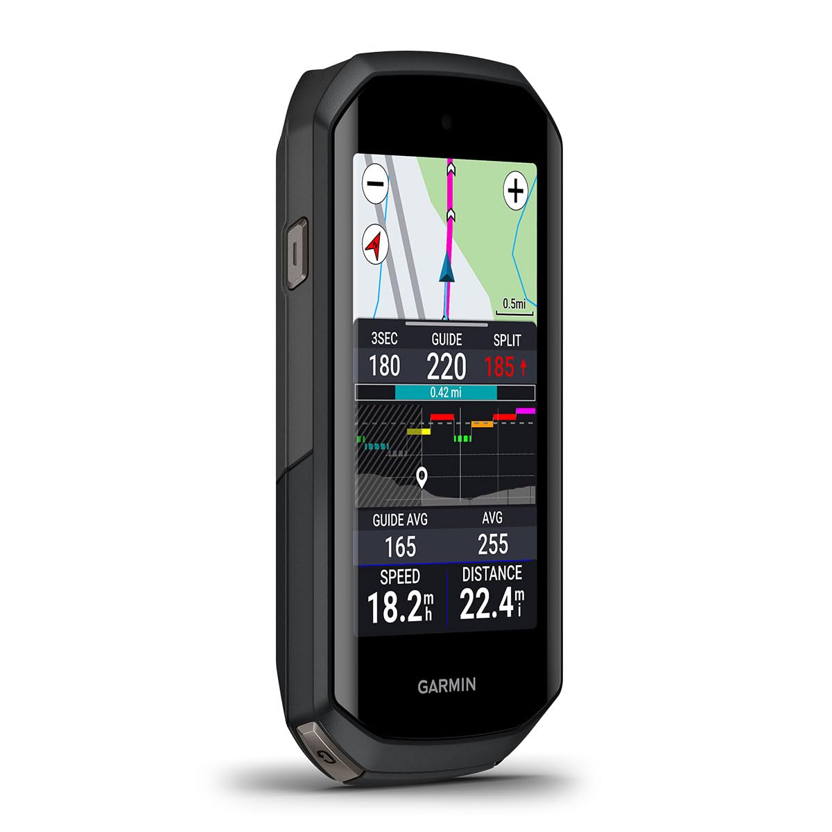 Garmin Edge 1050 GPS-Fahrradcomputer Bundle – Farb-Touchscreen, Lautsprecher, mit Silikonhülle (Weiß) & Zubehör